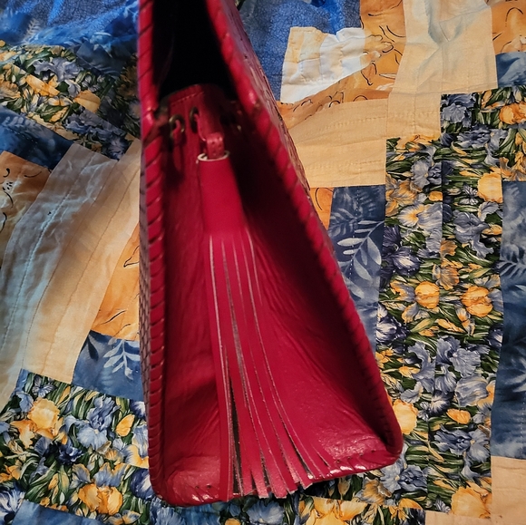 Red leather large handbag - Picture 2 of 9